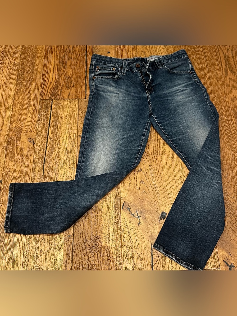 Ag Adriano Goldschmied Straight Leg Jeans in Medium Blue Wash